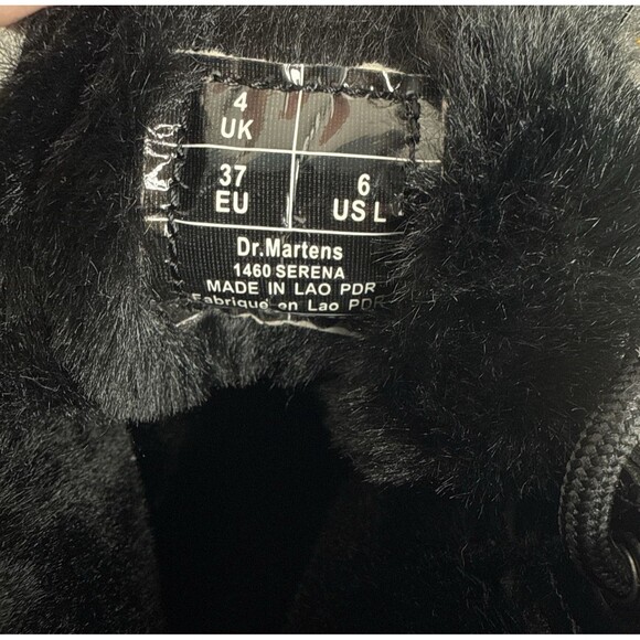 Dr. Martens Womens 6 Faux Fur Lined Lace-Up Leather Boots Black 1460 Serena - Picture 2 of 9